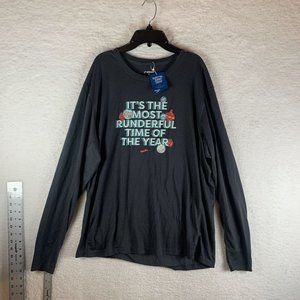 Brooks T-Shirt Mens XL Gray Run Merry Distance Graphic‎ Crew Neck Christmas 7275